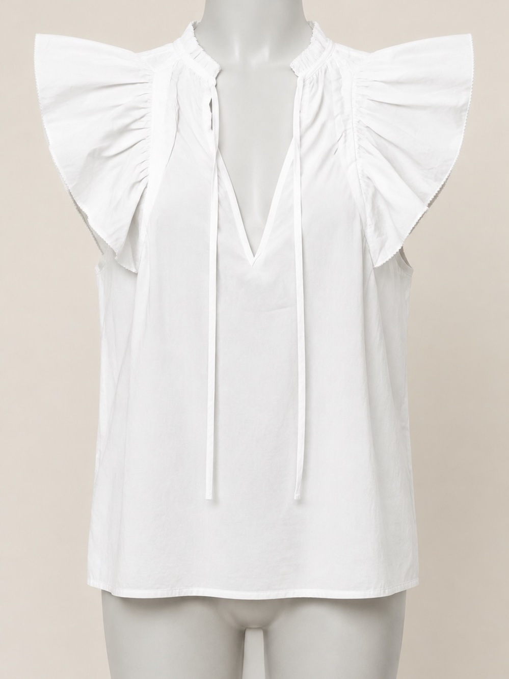 Rails White Ruffle-Trim Cotton Sleeveless Camisole